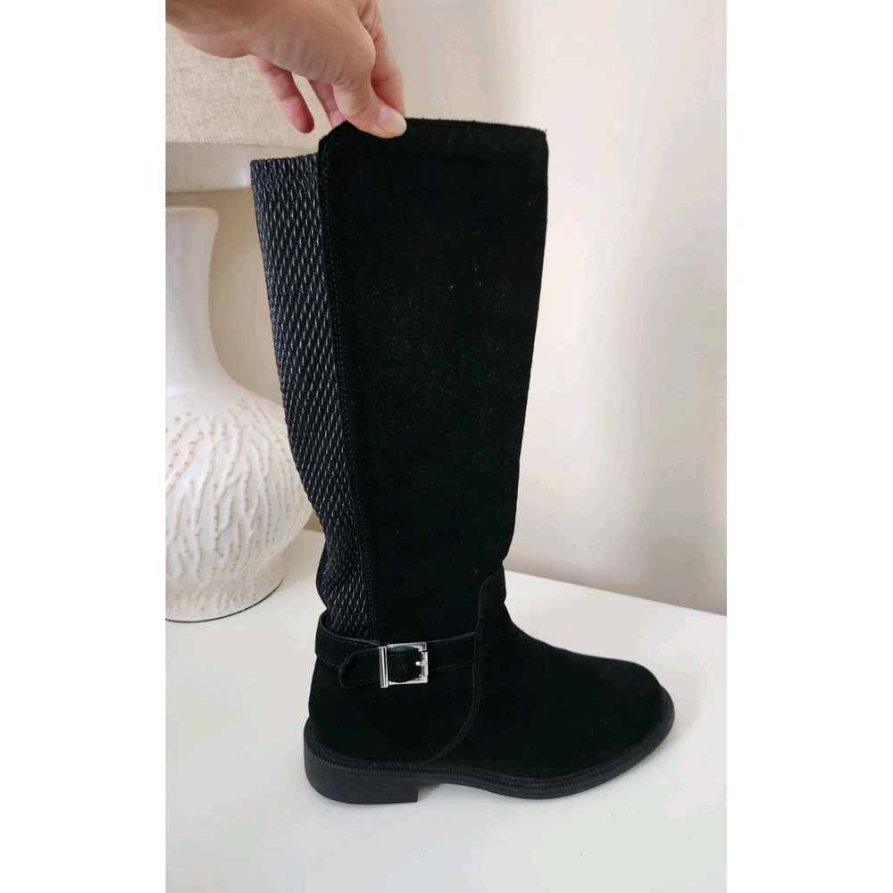 Skechers 48429‎ Black Side Zip Knee High Suede/Fabric Boots - Size 7